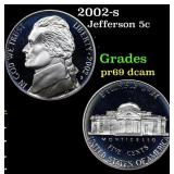 2002-s Proof Jefferson Nickel 5c Grades GEM++ Proo