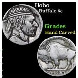 Hobo Buffalo Nickel 5c Grades Hand Carved