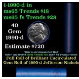 BU Shotgun Jefferson 5c roll, 1990-d 40 pcs Bank $