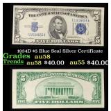 1934D $5 Blue Seal Silver Certificate Grades Choic