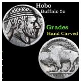 Hobo Buffalo Nickel 5c Grades Hand Carved