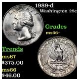 1989-d Washington Quarter 25c Grades GEM++ Unc
