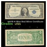 1957B $1 Blue Seal Silver Certificate Grades vf+
