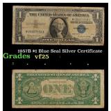 1957B $1 Blue Seal Silver Certificate Grades vf+