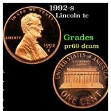 1992-s Proof Lincoln Cent 1c Grades GEM++ Proof De