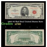 1963 $5 Red Seal United States Note Grades xf