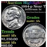 1984-p Jefferson Nickel Near Top Pop! 5c GEM++ 5fs