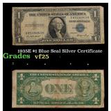 1935E $1 Blue Seal Silver Certificate Grades vf+