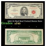 1963 $5 Red Seal United States Note Grades xf