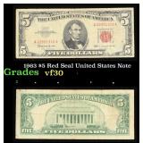 1963 $5 Red Seal United States Note Grades vf++