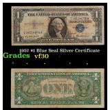 1957 $1 Blue Seal Silver Certificate Grades vf++