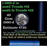 BU Shotgun Jefferson 5c roll, 1990-d 40 pcs Bank $