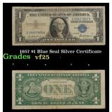 1957 $1 Blue Seal Silver Certificate Grades vf+