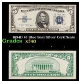 1934D $5 Blue Seal Silver Certificate Grades xf