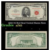 1963 $5 Red Seal United States Note Grades xf+