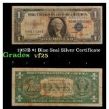 1957B $1 Blue Seal Silver Certificate Grades vf+
