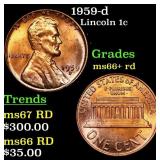 1959-d Lincoln Cent 1c Grades GEM++ RD