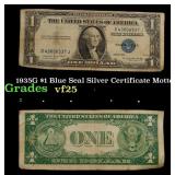 1935G $1 Blue Seal Silver Certificate Grades vf+ M