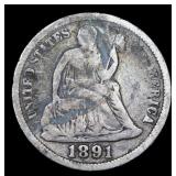 Lot Of 4 Coins. 1891 Seated Liberty Dime 10c