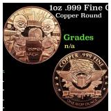 1oz .999 Fine Copper Bullion Round - We