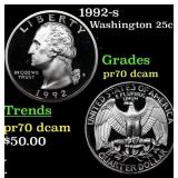 1992-s Proof Washington Quarter 25c Grades GEM++ P