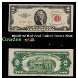 1953B $2 Red Seal United States Note Grades xf+