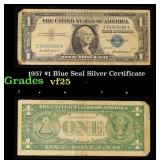 1957 $1 Blue Seal Silver Certificate Grades vf+