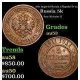 1911 Imperial Russia 5 Kopeks Y# 12.2 Grades Selec