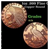 1oz .999 Fine Copper Bullion Round - Indian Gold C