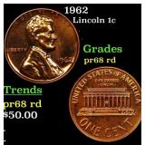 1962 Proof Lincoln Cent 1c Grades Gem++ Proof Red