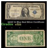 1935C $1 Blue Seal Silver Certificate Grades vf+