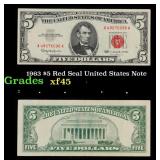 1963 $5 Red Seal United States Note Grades xf+