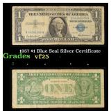 1957 $1 Blue Seal Silver Certificate Grades vf+