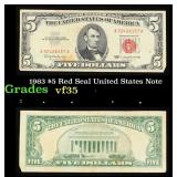 1963 $5 Red Seal United States Note Grades vf++