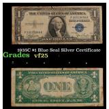 1935C $1 Blue Seal Silver Certificate Grades vf+