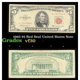 1963 $5 Red Seal United States Note Grades vf++