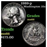 1989-p Washington Quarter 25c Grades GEM+ Unc