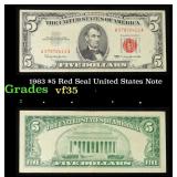 1963 $5 Red Seal United States Note Grades vf++