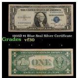 1935D $1 Blue Seal Silver Certificate Grades vf++