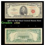 1963 $5 Red Seal United States Note Grades vf++