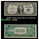 1935E $1 Blue Seal Silver Certificate Grades xf+