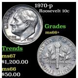 1970-p Roosevelt Dime 10c Grades GEM++ Unc