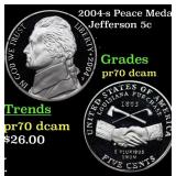 2004-s Peace Medal Proof Jefferson Nickel 5c Grade