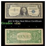 1957 $1 Blue Seal Silver Certificate Grades vf++