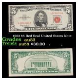 1963 $5 Red Seal United States Note Grades Select