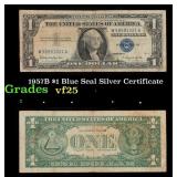 1957B $1 Blue Seal Silver Certificate Grades vf+
