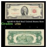 1953B $2 Red Seal United States Note Grades vf++
