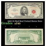1963 $5 Red Seal United States Note Grades xf