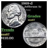 1969-d Jefferson Nickel 5c Grades GEM++ Unc