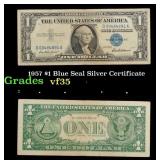1957 $1 Blue Seal Silver Certificate Grades vf++